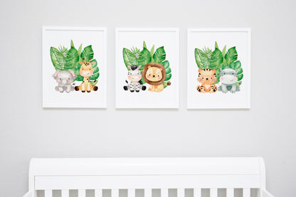 Set of 3 PRINTABLE Safari Wall Art, Jungle Nursery Prints - Safari Explorer