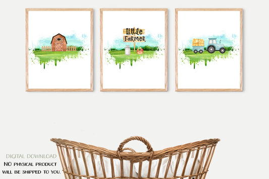 Set x3 PRINTABLE Farm Nursery Wall Art, DIGITAL Prints - Morgan's Farm