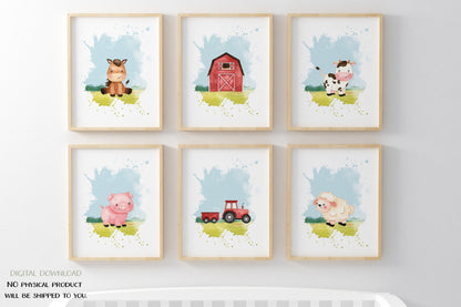 Set x6 PRINTABLE Farm Nursery Wall Art, DIGITAL Prints - Morgan's Farm