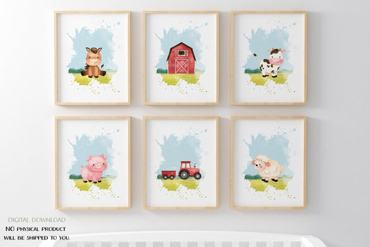 Set x6 PRINTABLE Farm Nursery Wall Art, DIGITAL Prints - Morgan's Farm