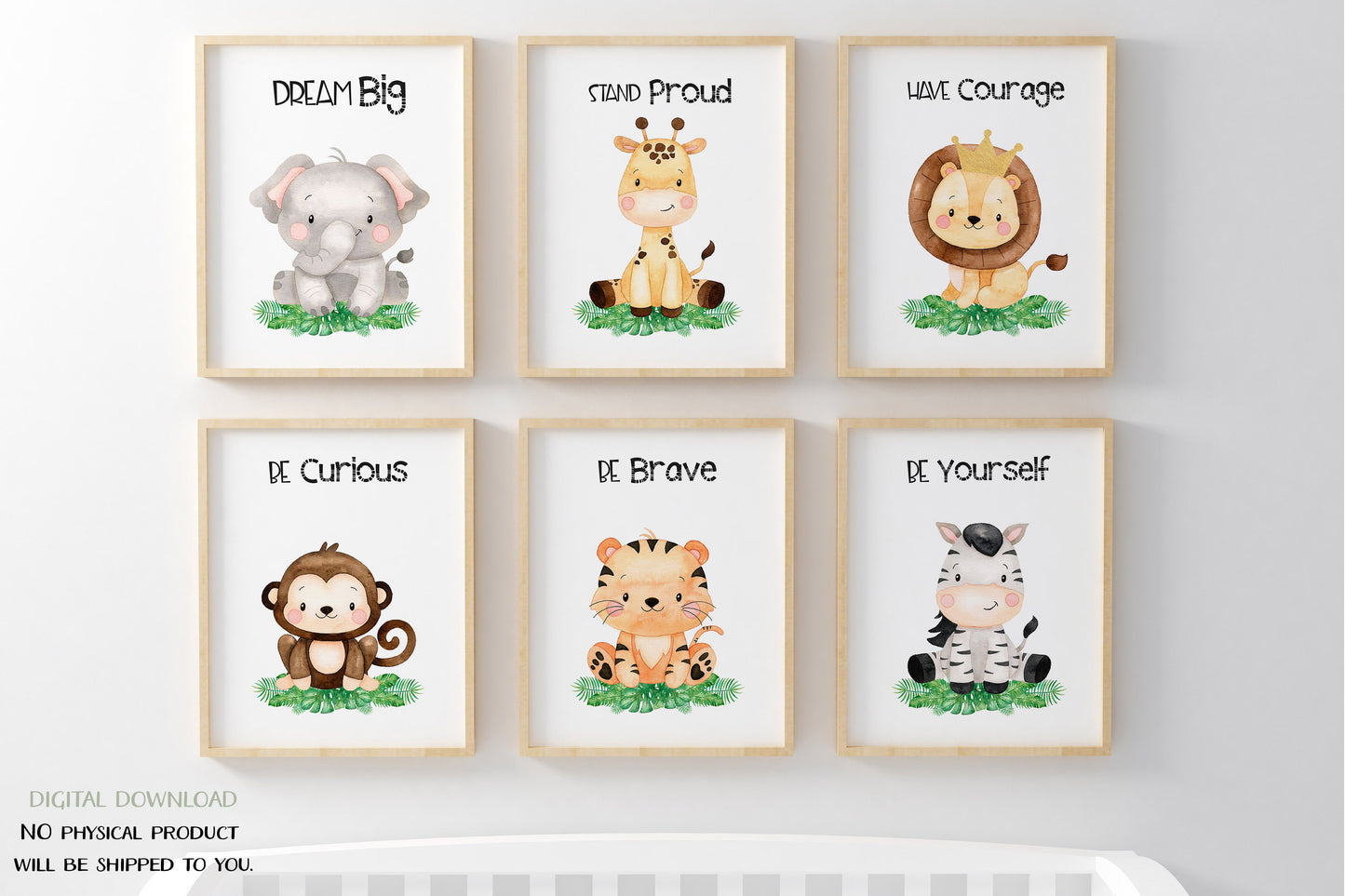 Set of 6 PRINTABLE Safari Wall Art, Jungle Nursery Prints - Safari Explorer